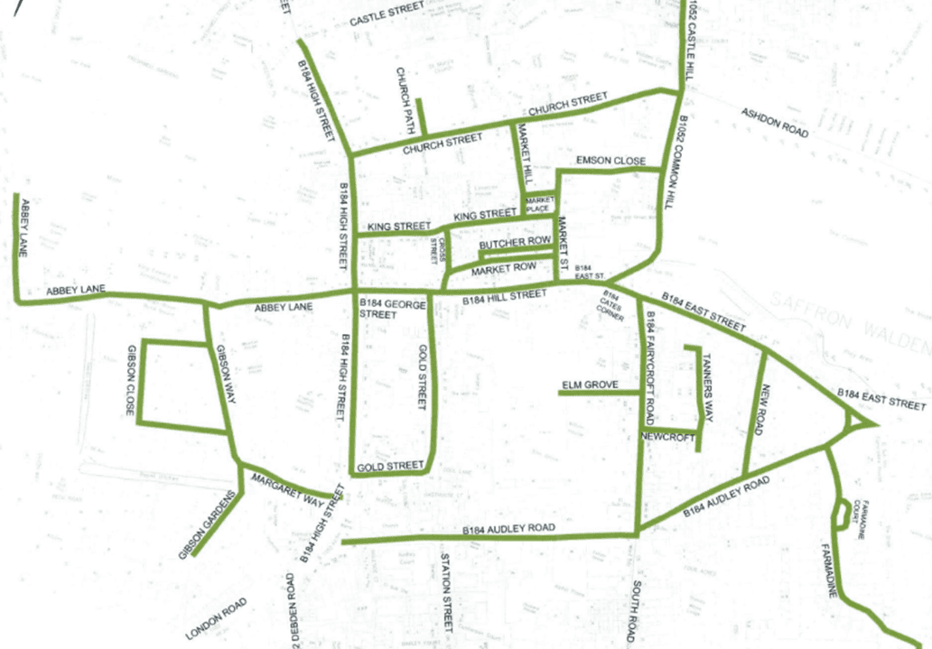 image of a map of Saffron Walden