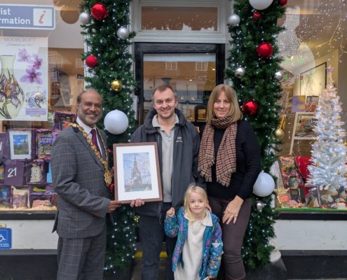 Prize Winner Sam pictured with the Mayor and Sarah from Marigold Twenty Photography