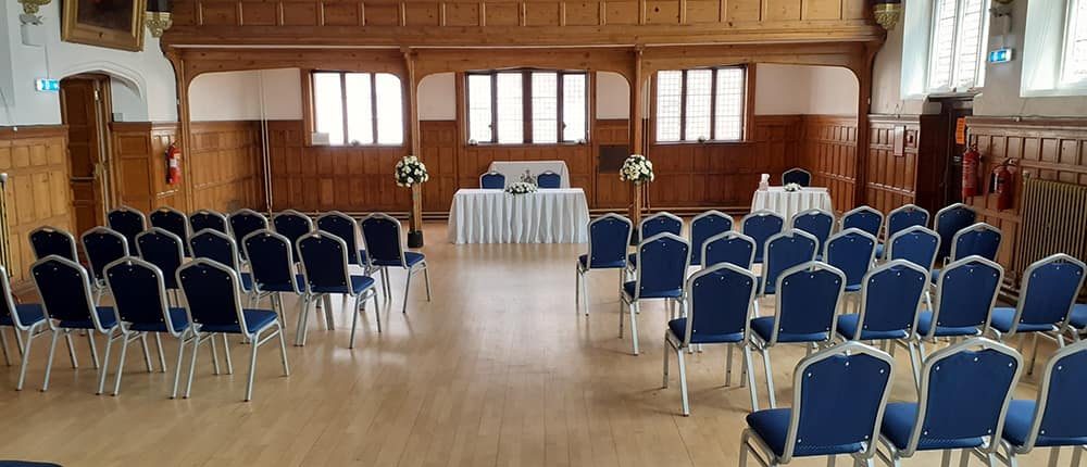 Saffron Walden town hall wedding setup photo