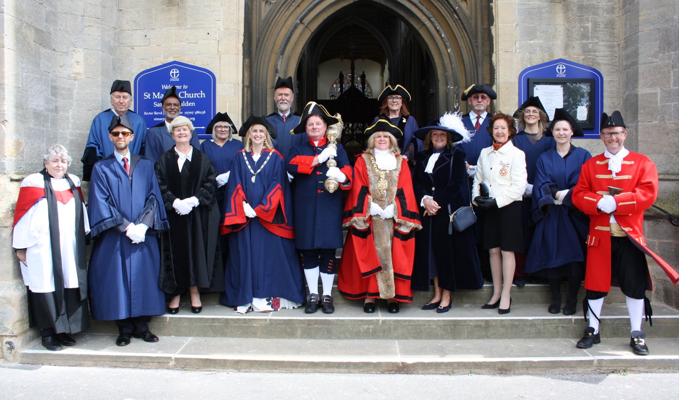 Group photo of the Mayor, Deputy Mayor, Town Councillors and other invited guests at Saffron Walden Mayor Making 2026