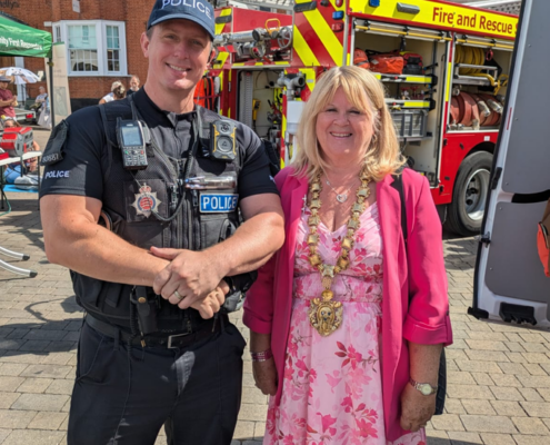 Police officer with the Mayor